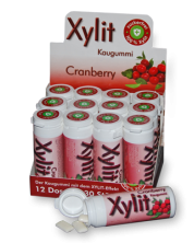 Xylit Kaugummi Cranberry - zuckerfrei, Inhalt 30 Stk, 30g