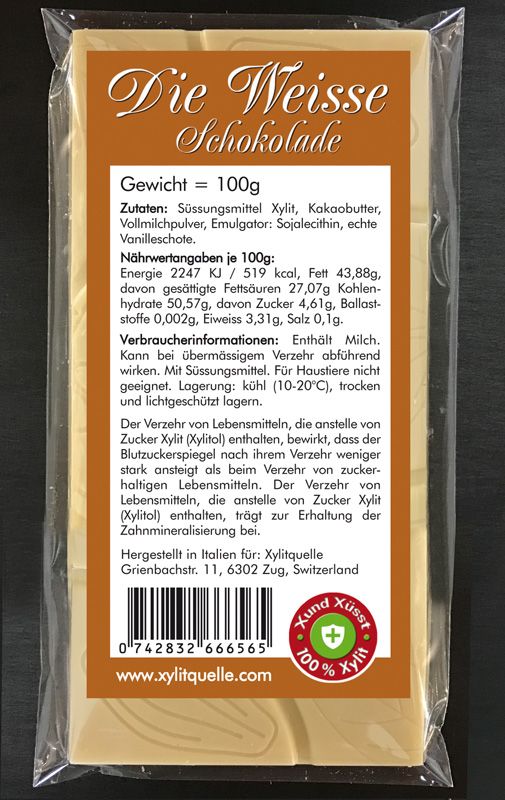 xylit milch schokolade die leckere dunkle 100g flachtafel