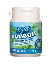Xylit Birkenzucker Bonbon Frische Minze - 100% zuckerfrei, 100 Bonbons, 70g Inhalt
