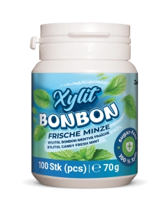 Xylit Birkenzucker Bonbon Frische Minze - 100% zuckerfrei, 100 Bonbons, 70g Inhalt