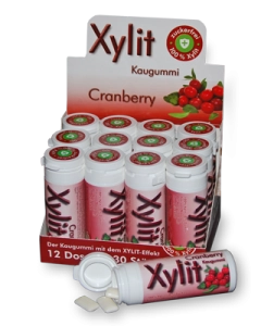 Xylit Kaugummi Cranberry - zuckerfrei, Inhalt 30 Stk, 30g