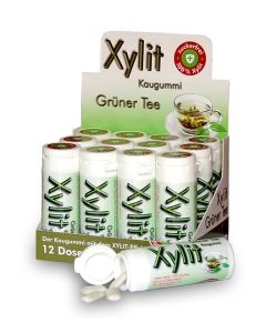 Xylit Kaugummi Grüner Tee - zuckerfrei, Inhalt 30 Stk, 30g