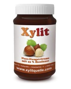 Xylit NUSS-NOUGAT-CREME, 38% Haselnuss, Glas mit 300g Inhalt