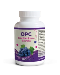 OPC Traubenkernextrakt | 120 Kapseln | französisches Traubenkernextrakt ohne Zusatzstoffe | 140 mg Oligomere Proanthocyanidine je Kapsel | vegan