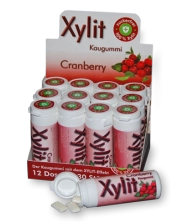 Xylit Kaugummi Cranberry - zuckerfrei, Inhalt 30 Stk, 30g